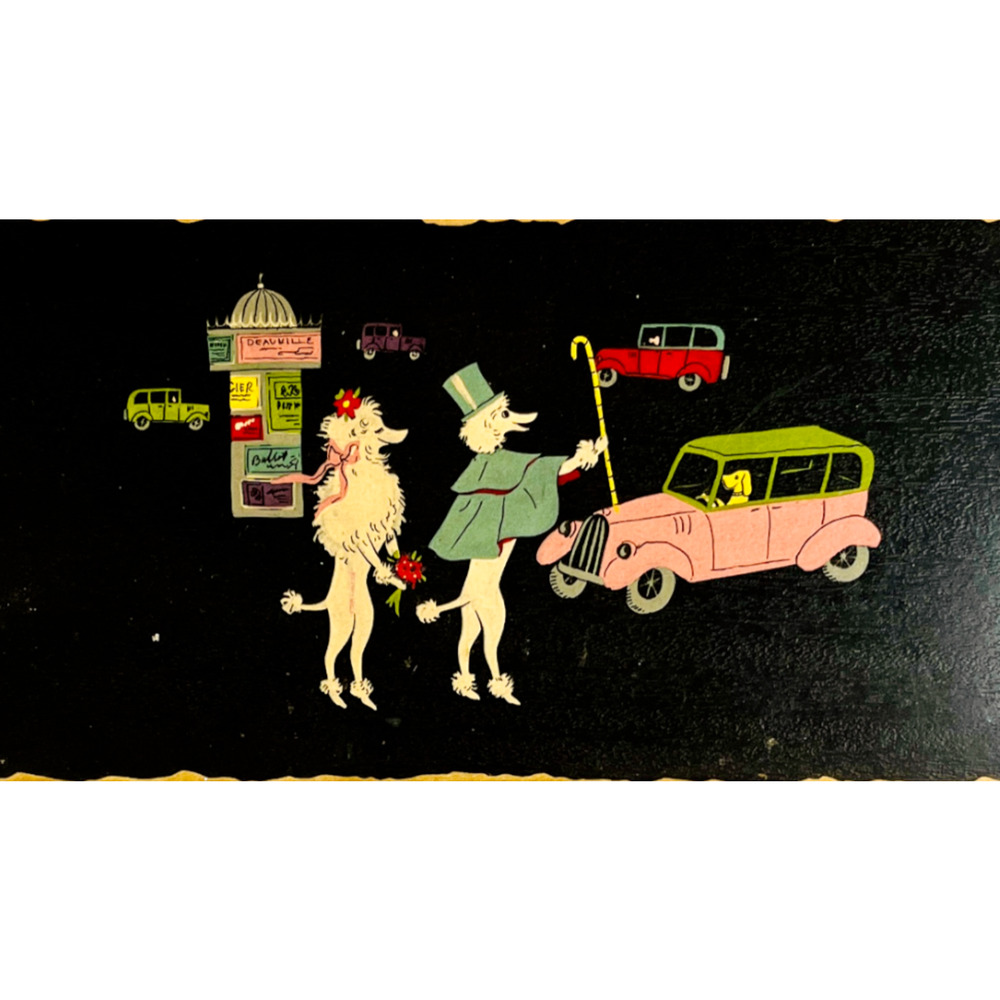 Kentley Tray Romance of Fifi & Pepe Poodles Scene 4 Celebration Vintage 1952 MCM
